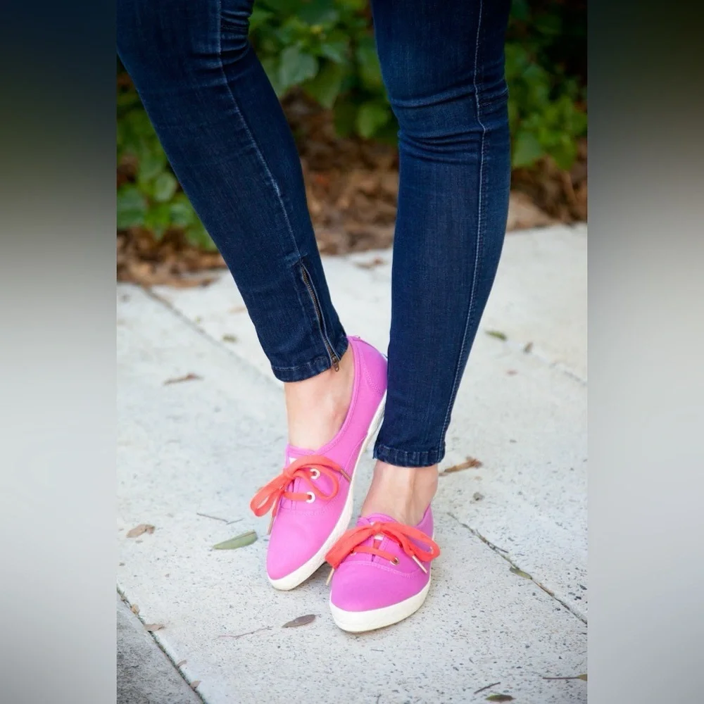 Keds x Kate Spade New York Champion sneakers in hot pink canvas with coral laces